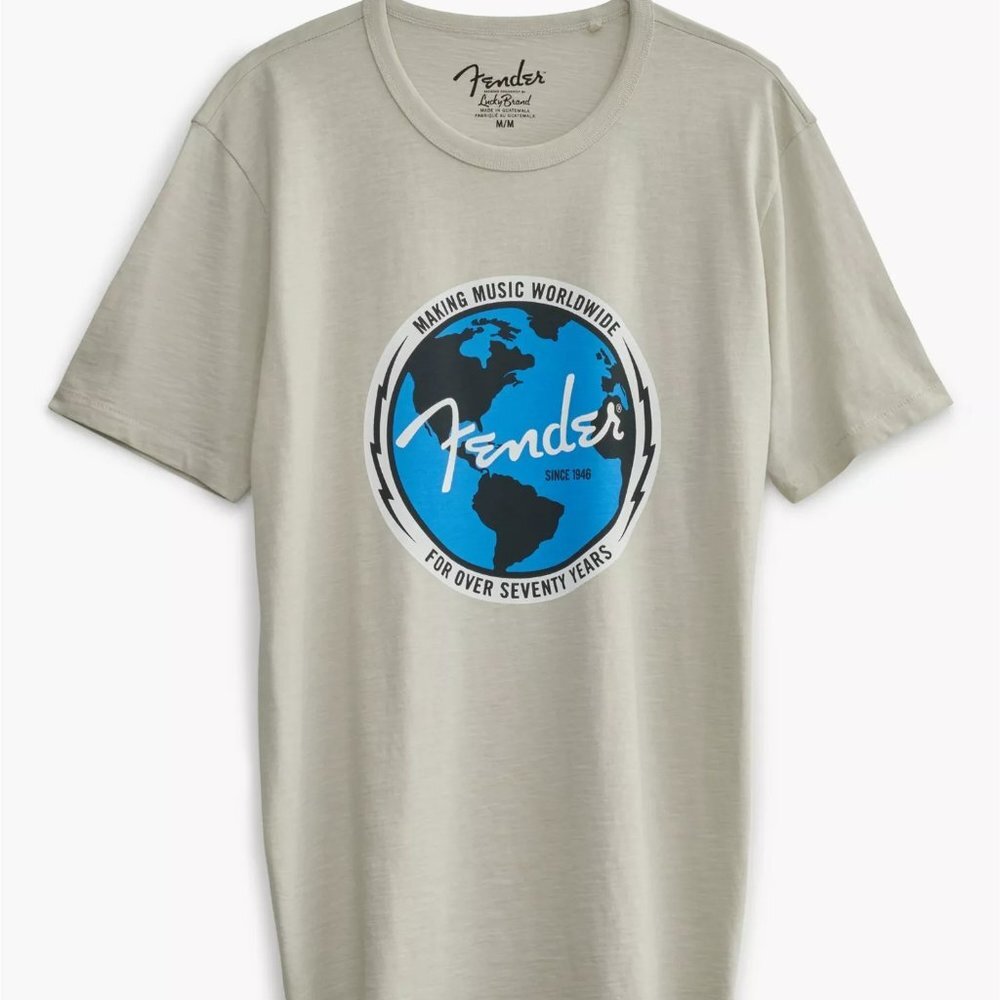 Lucky Brand Fender World T-Shirt Mens Medium New NWT Cotton Slub Crew
